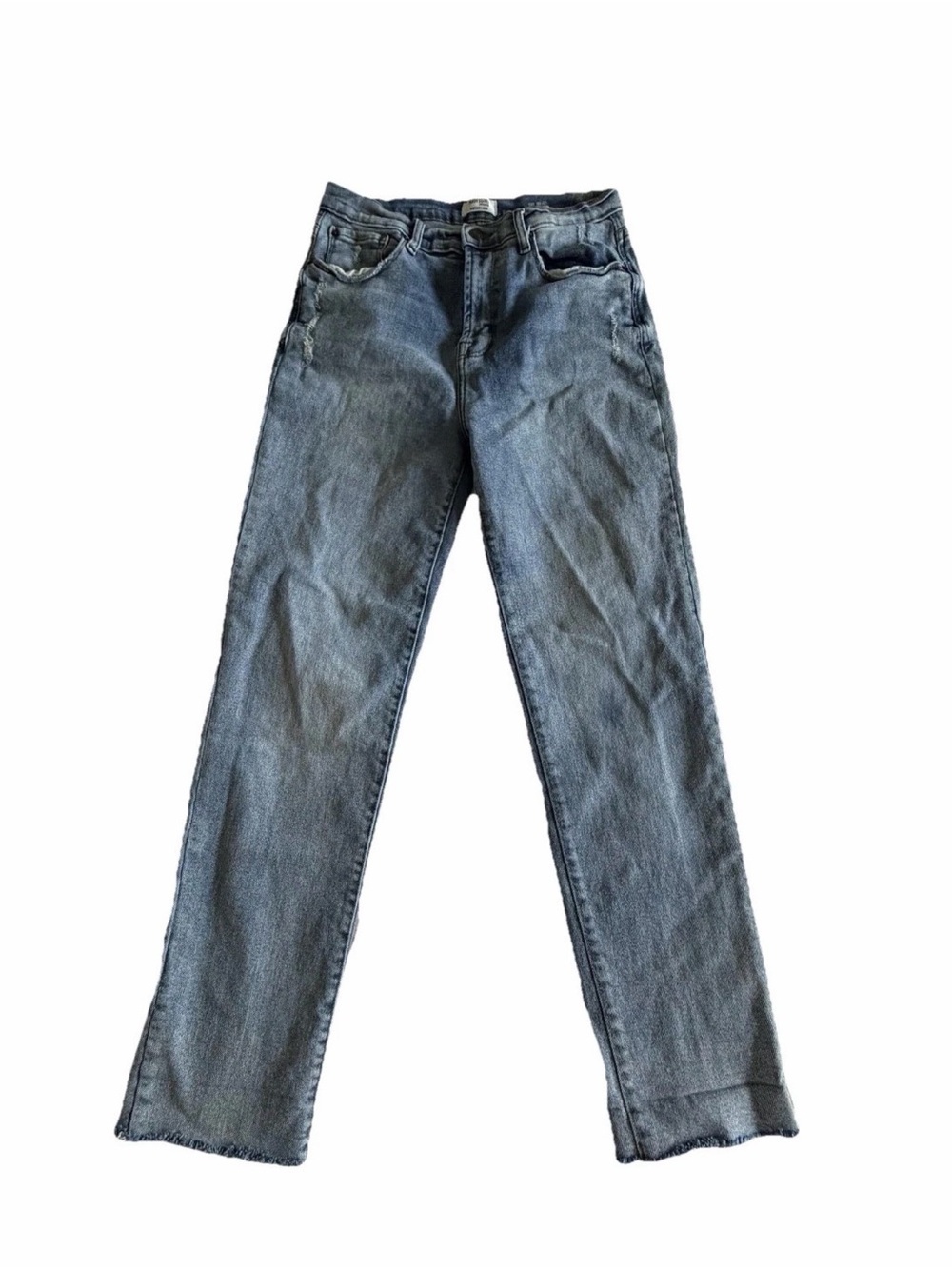 Kensie The Juliet High Rise Slim Jeans Womens 8/29 Blue Distressed Raw Hem Boho